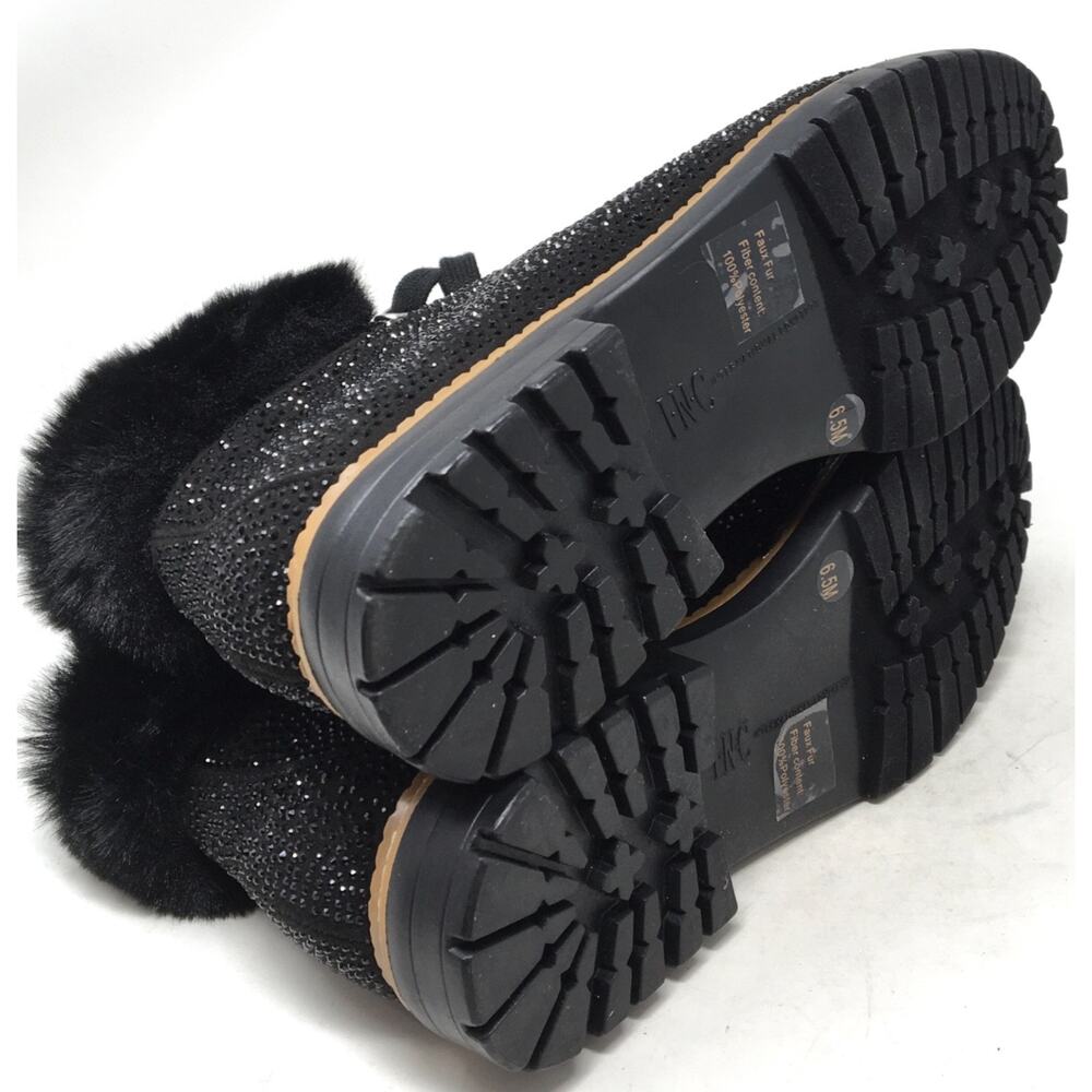 INC Int’l Concepts Macys Pravale Black Bling Hiker Ankle Booties Women's Sz 6.5 - Picture 7 of 7
